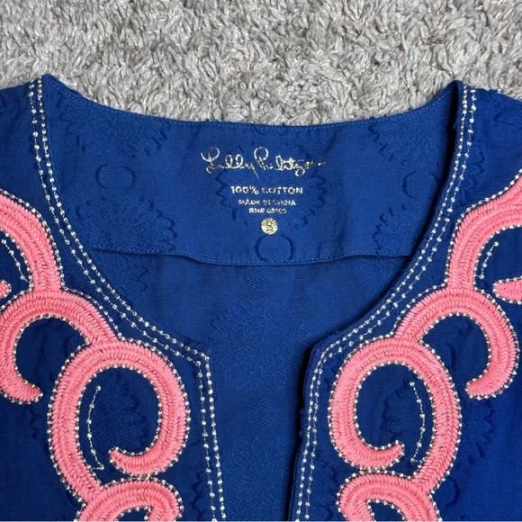 🤩 LILLY PULITZER Tunic. Size S, Bright Navy with Orange trim detail. - Picture 2 of 4